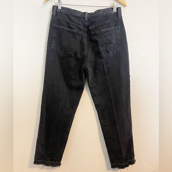 J Brand jean Ivy high rise crop straight distressed jean in black 26 - Picture 4 of 9